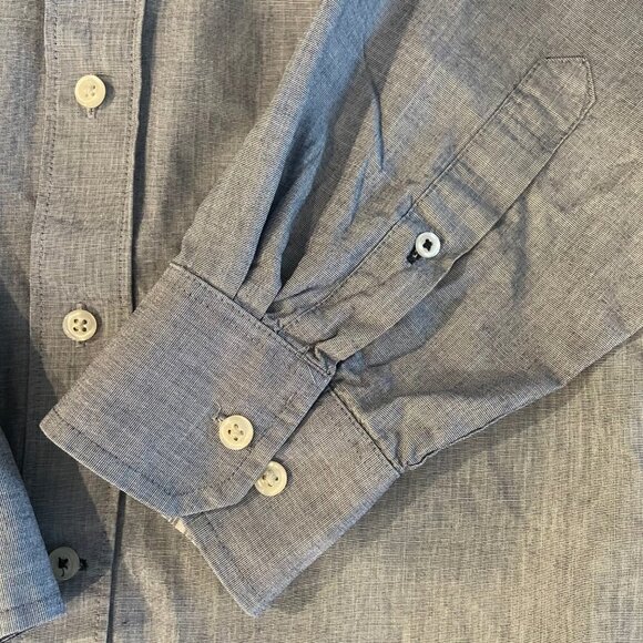 Izod Button Down Lg Sleeve Oxford Collar Casual Cotton Shirt Heathered Blue Sz M - Picture 6 of 13
